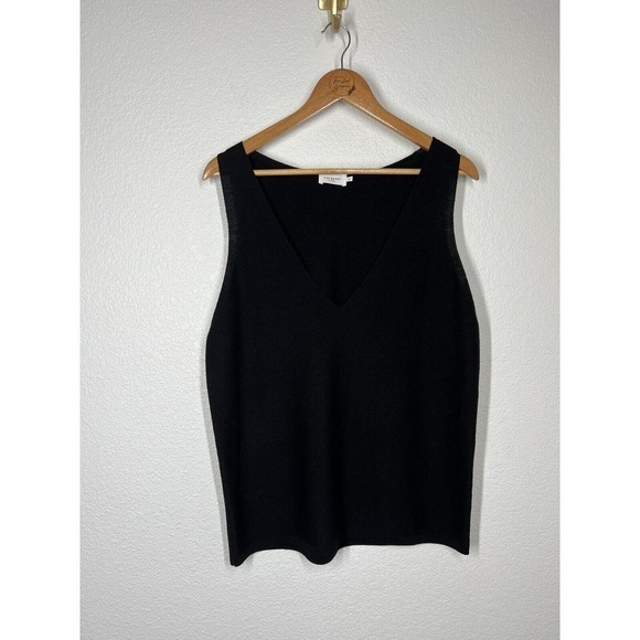 The Reset R Label XL Black Wool Knit Top Sleeveless Vneck Tank - Picture 1 of 4